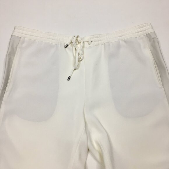 VINCE White Leather Insert Sides Pull On Drawstring Waist Jogger Pant - Picture 3 of 14
